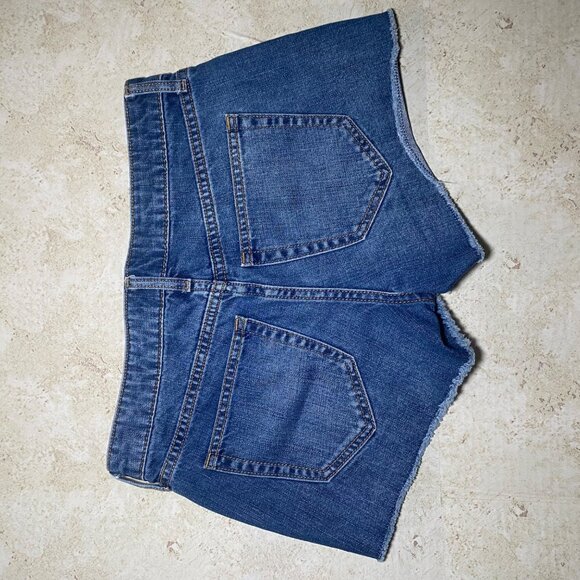 Gap Womens Embroidered Denim Shorts Size 2 With Floral Design & Frayed Hem - Picture 2 of 8